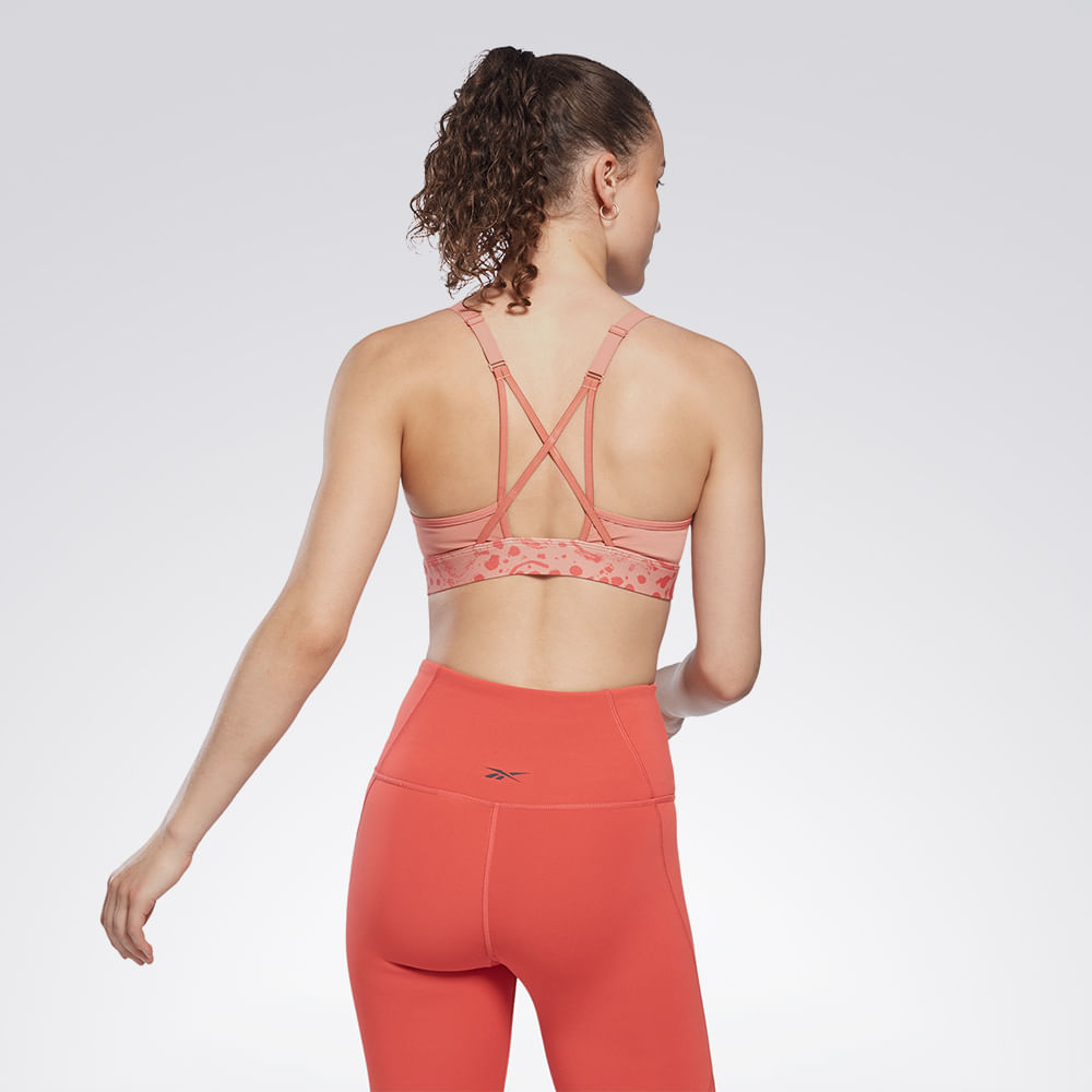 Top Reebok Medio Impacto Sr Lux Strappy Aop Ms Feminino