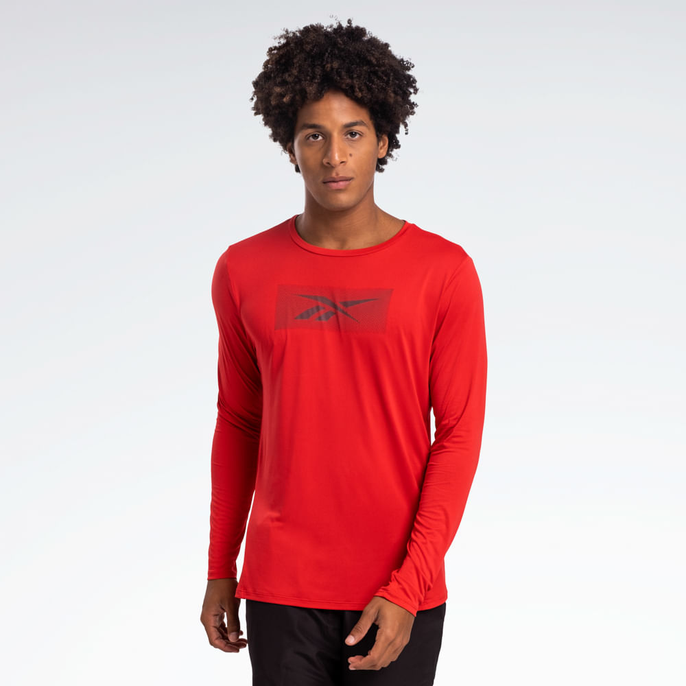 Camiseta Reebok Race Print Manga longa Masculina