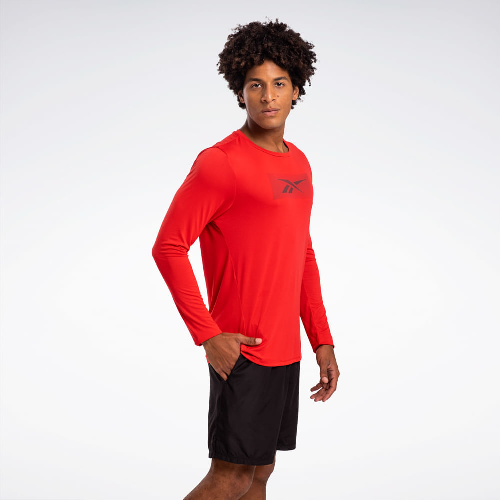 Camiseta Reebok Race Print Manga longa Masculina