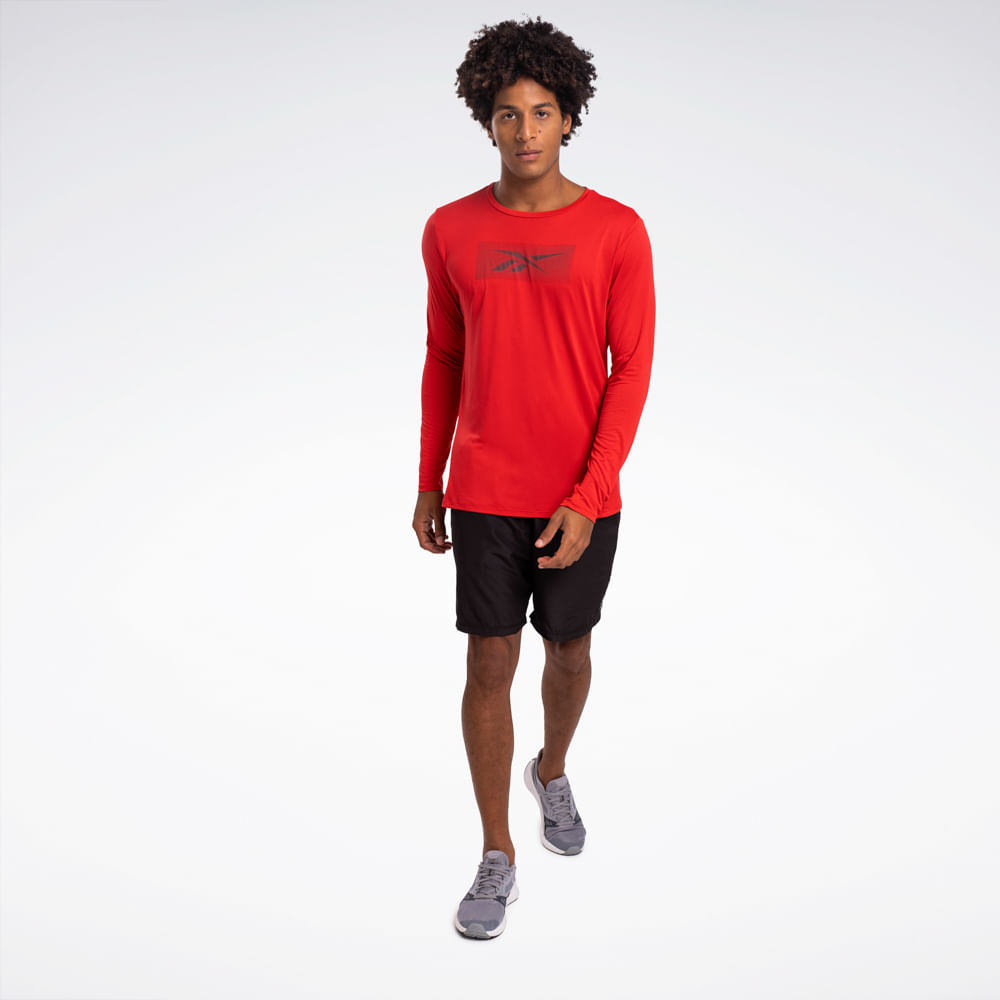 Camiseta Reebok Race Print Manga longa Masculina
