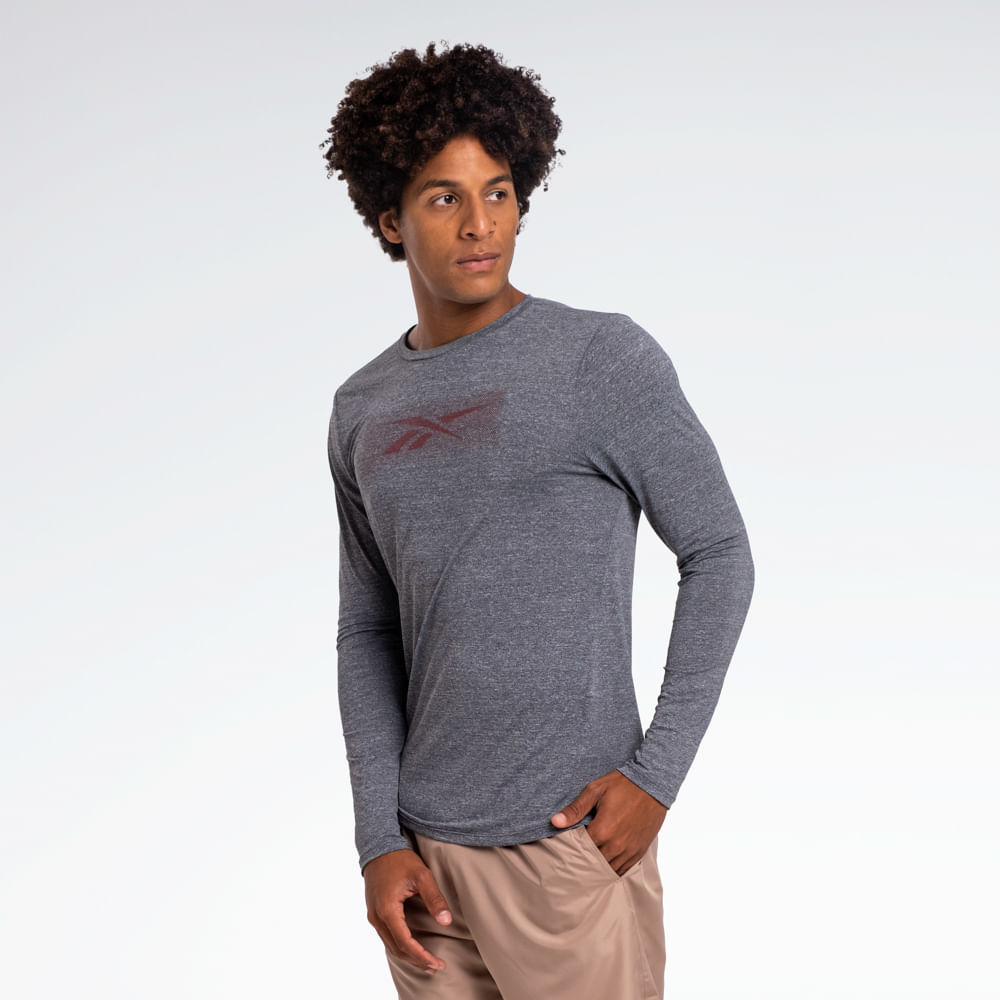Camiseta Reebok Race Print Manga longa Masculina