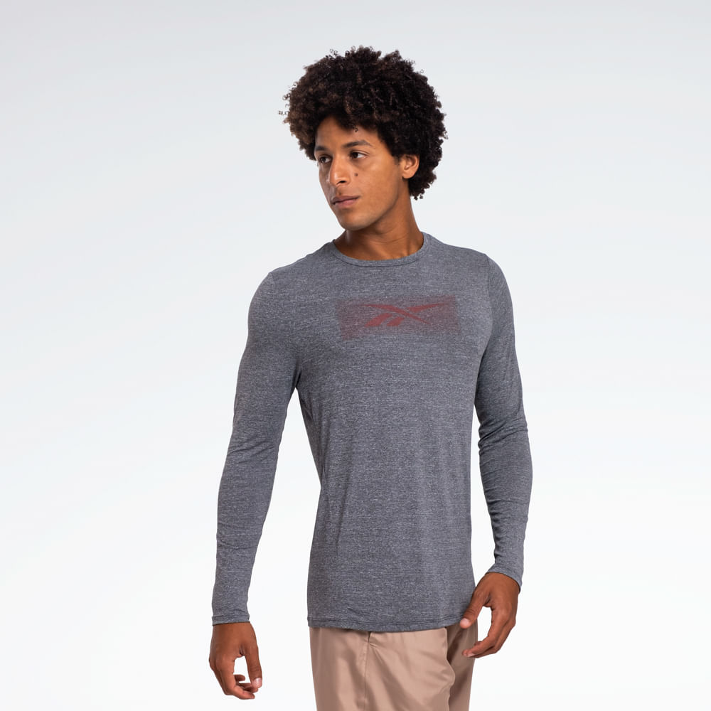 Camiseta Reebok Race Print Manga longa Masculina