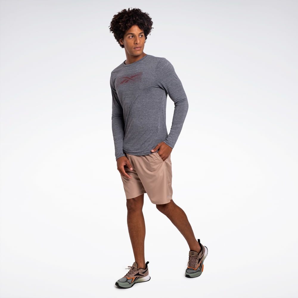 Camiseta Reebok Race Print Manga longa Masculina