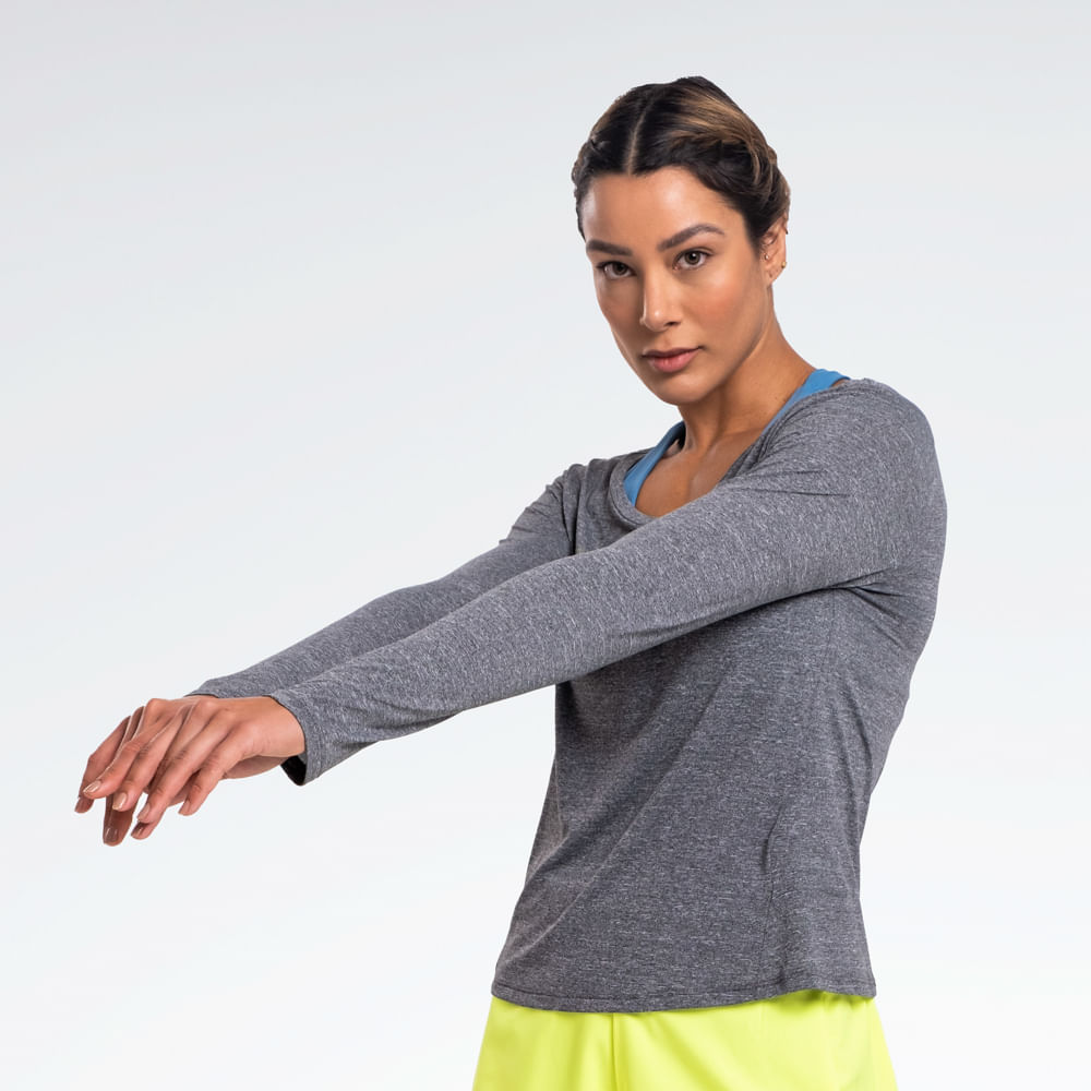 Camiseta Reebok Race Print Manga Longa Feminina