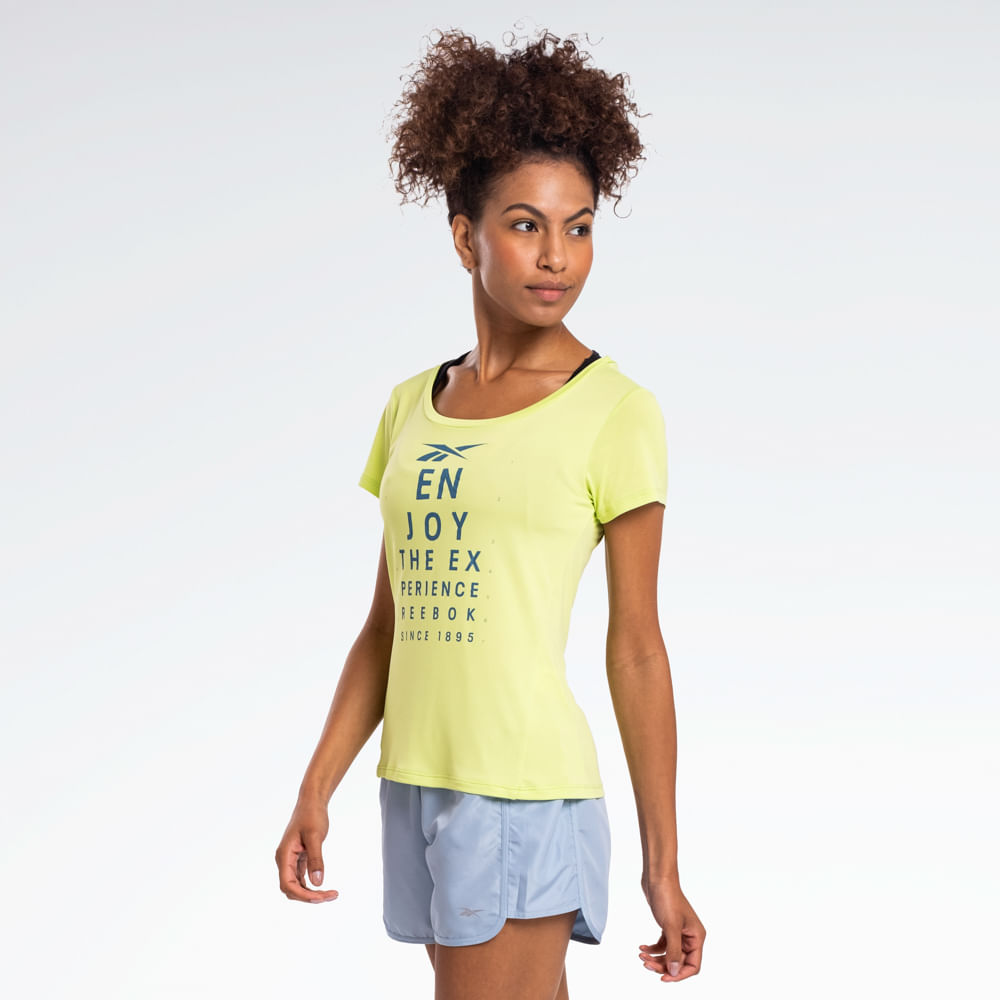 Camiseta Reebok Race Print Manga Curta Feminina