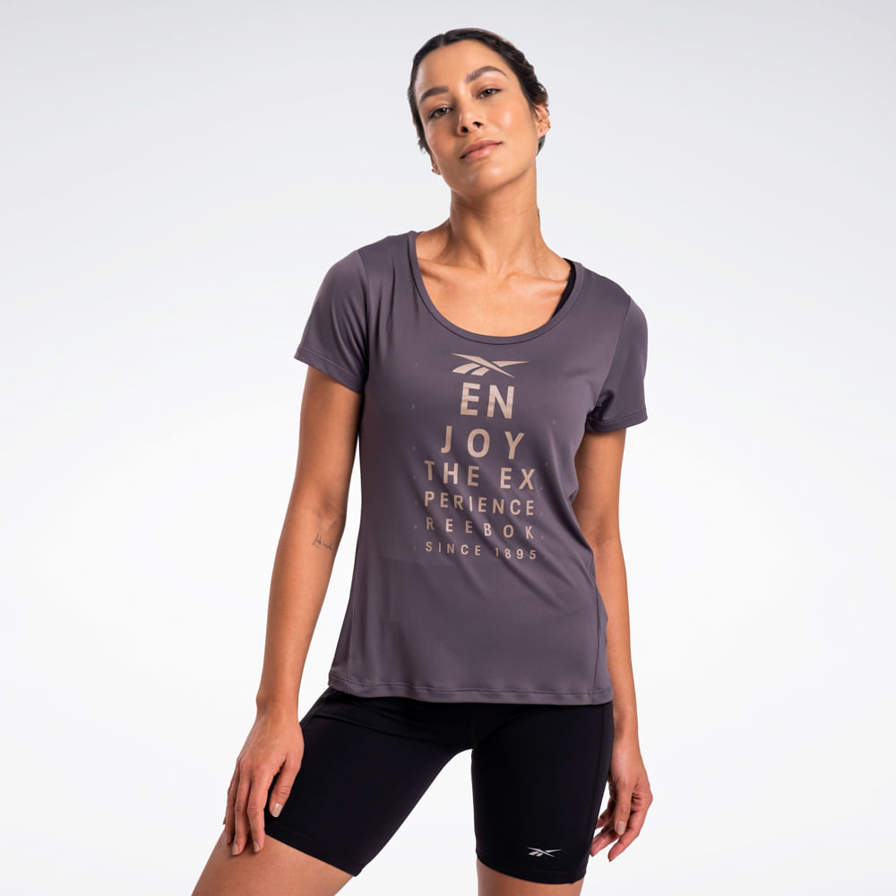 Camiseta Reebok Race Print Manga Curta Feminina