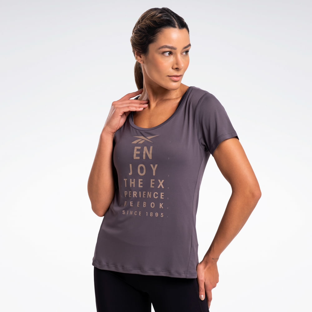 Camiseta Reebok Race Print Manga Curta Feminina