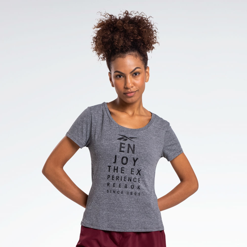 Camiseta Reebok Race Print Manga Curta Feminina