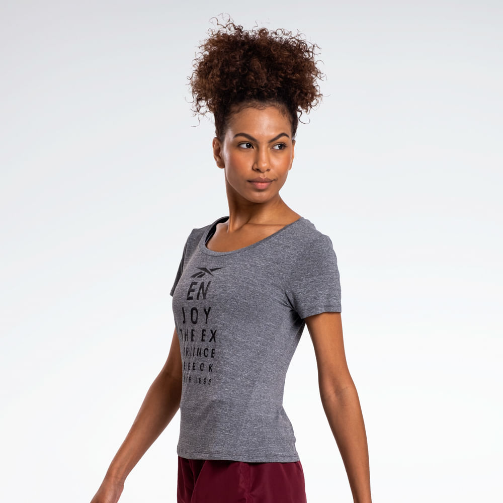 Camiseta Reebok Race Print Manga Curta Feminina