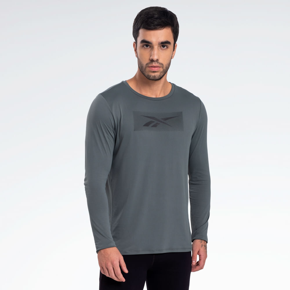 Camiseta Reebok Race Print Manga longa Masculina