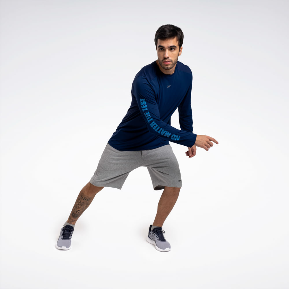 Camiseta Reebok Athletic Print Manga Longa Masculina