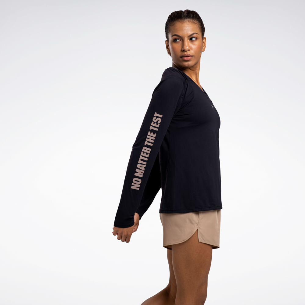 Camiseta Reebok Athletic Print Manga Longa Feminina