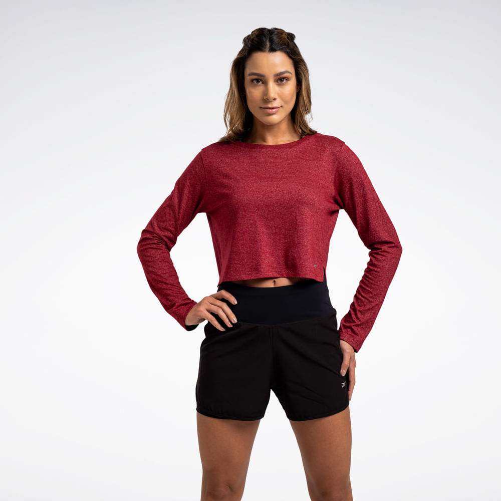 Camiseta Reebok Active Cropped Manga Longa Feminina