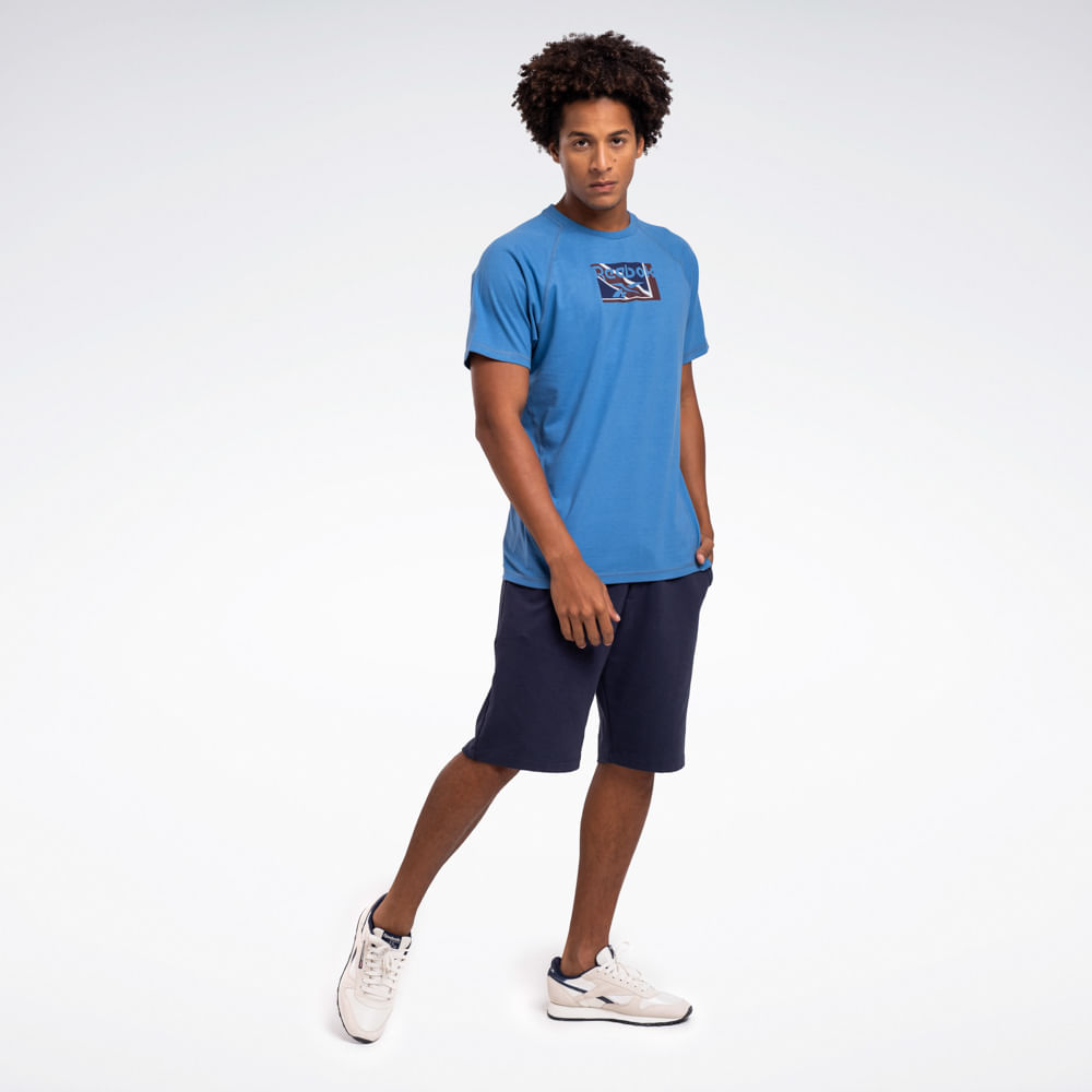 Camiseta Reebok Estampada Manga Curta Raglan Masculina