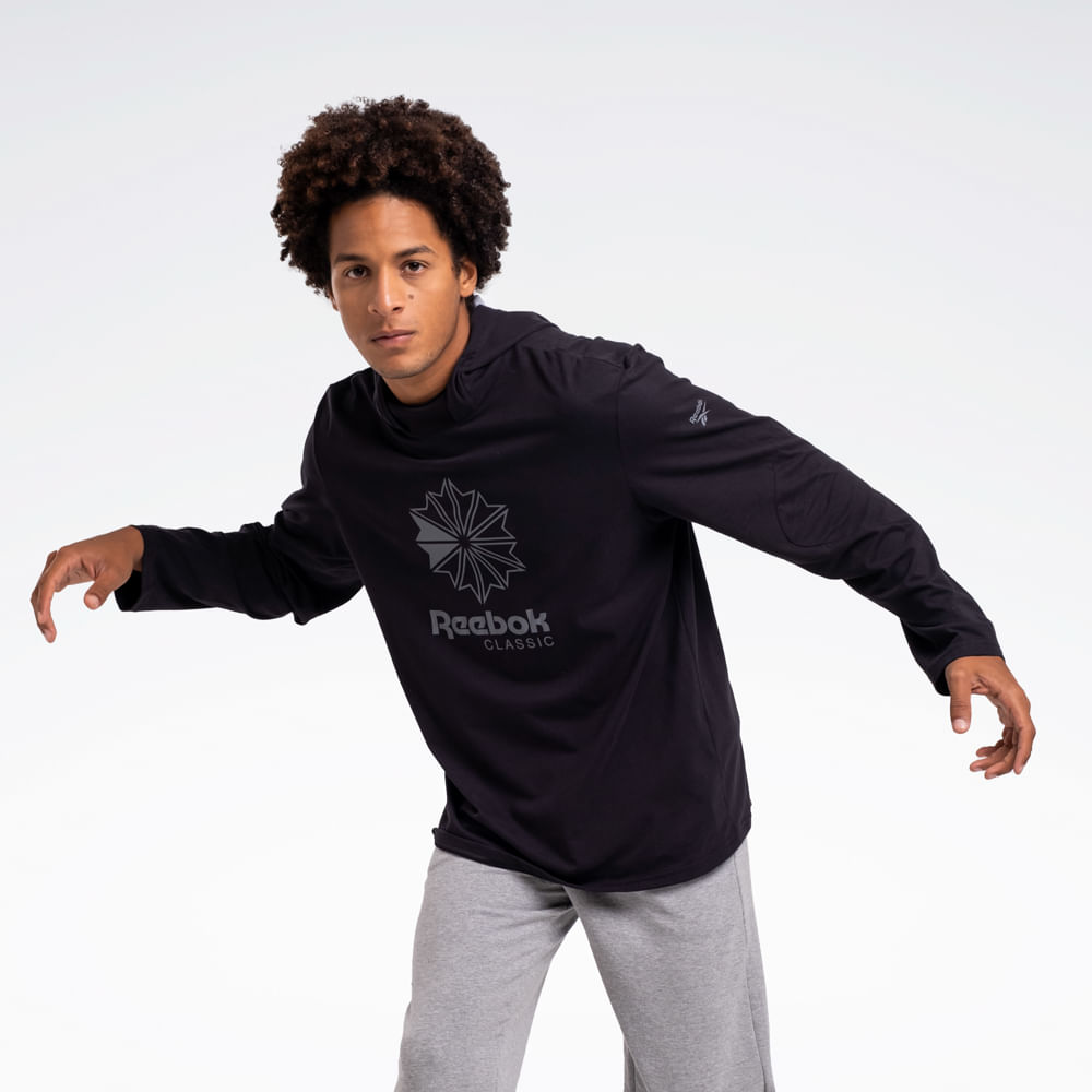 Camiseta Reebok Young Com Capuz Manga Longa Masculina