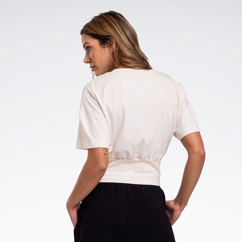 Camiseta Reebok Young Rib Cropped Manga Curta Feminina