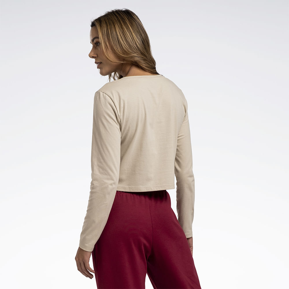 Camiseta Reebok Young Cropped Manga longa Feminina