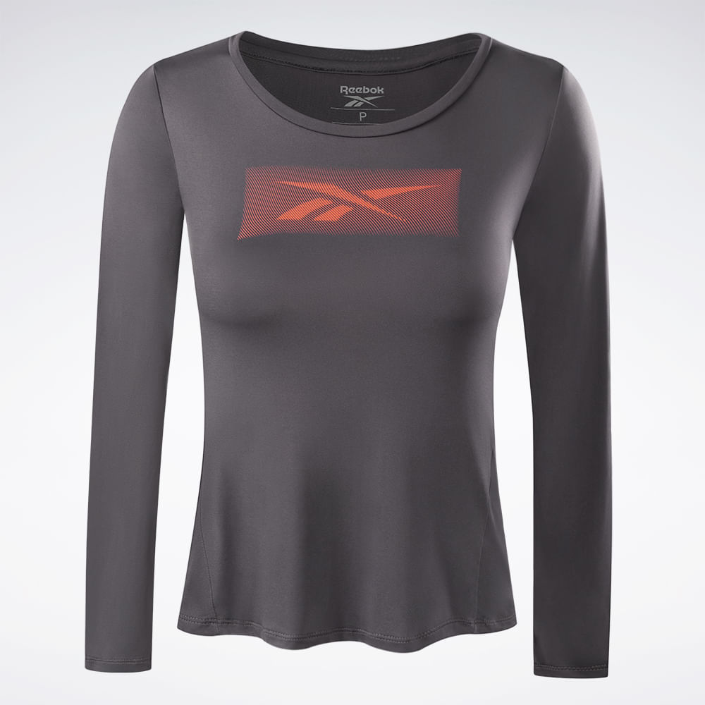 Camiseta Reebok Race Print Manga Longa Feminina