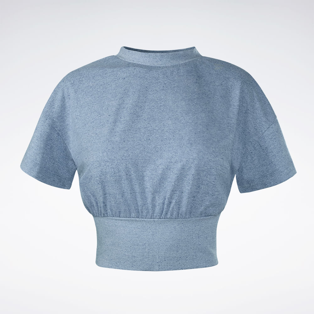 Camiseta Reebok Young Rib Cropped Manga Curta Feminina