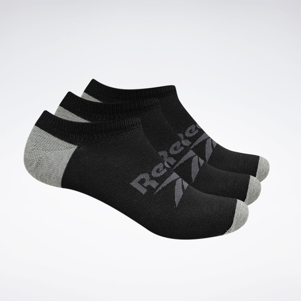 Kit 3 Meias Reebok CL 3K Invisível Malha Lisa Feminina