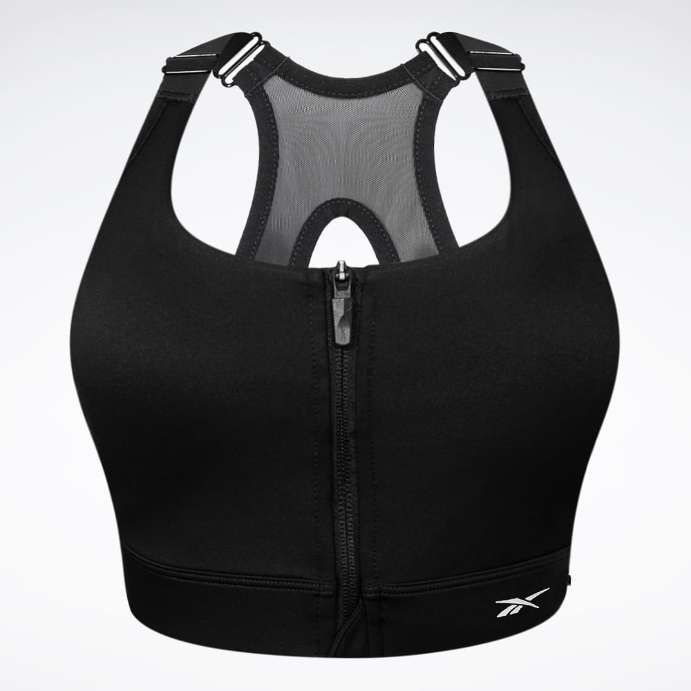 Top Reebok Lux Ziper Frontal Alto Impacto Feminino