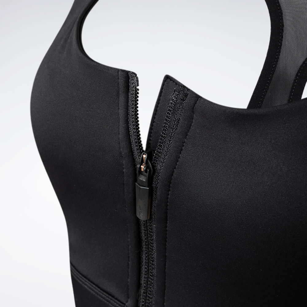 Top Reebok Lux Ziper Frontal Alto Impacto Feminino