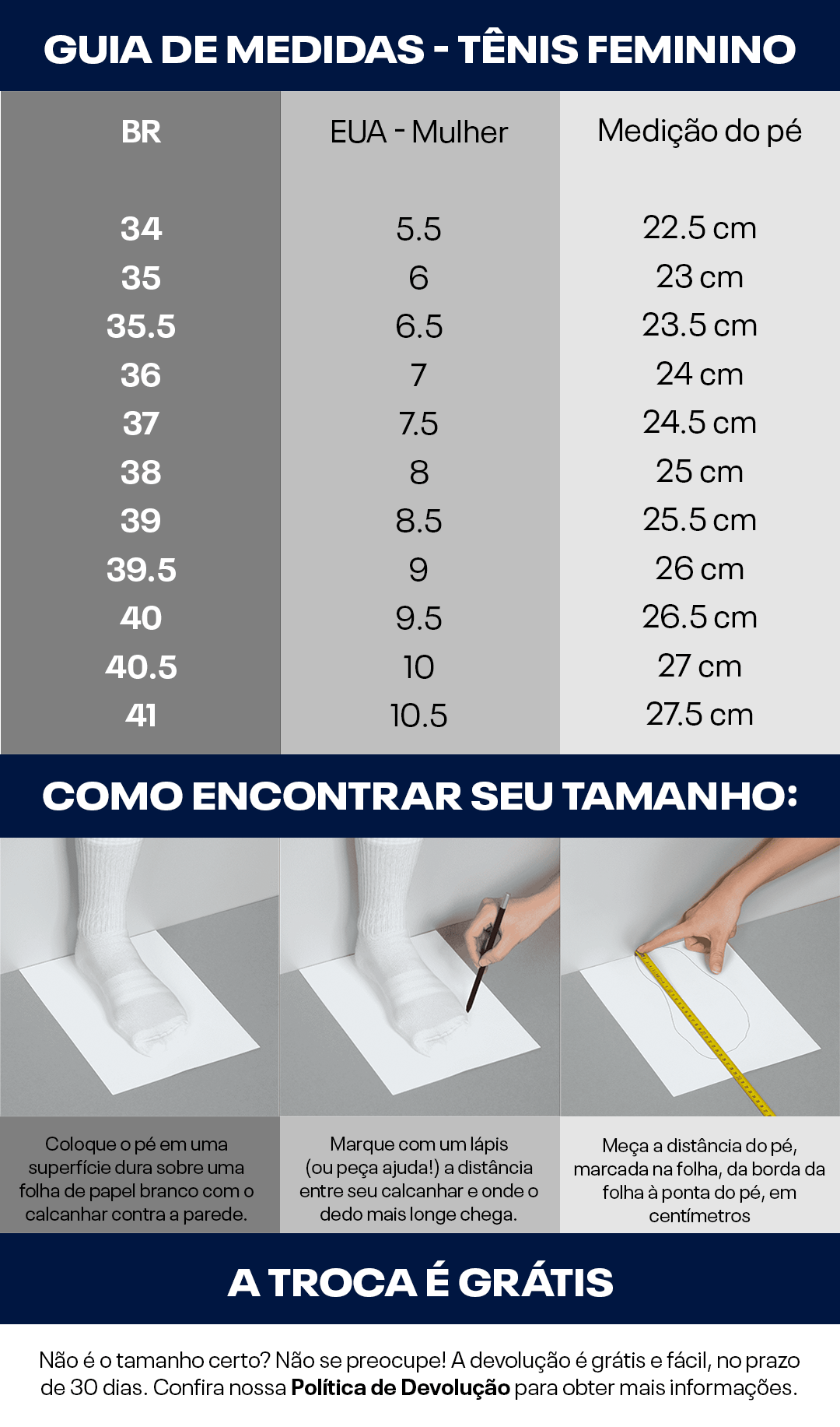 Tabela de Medidas